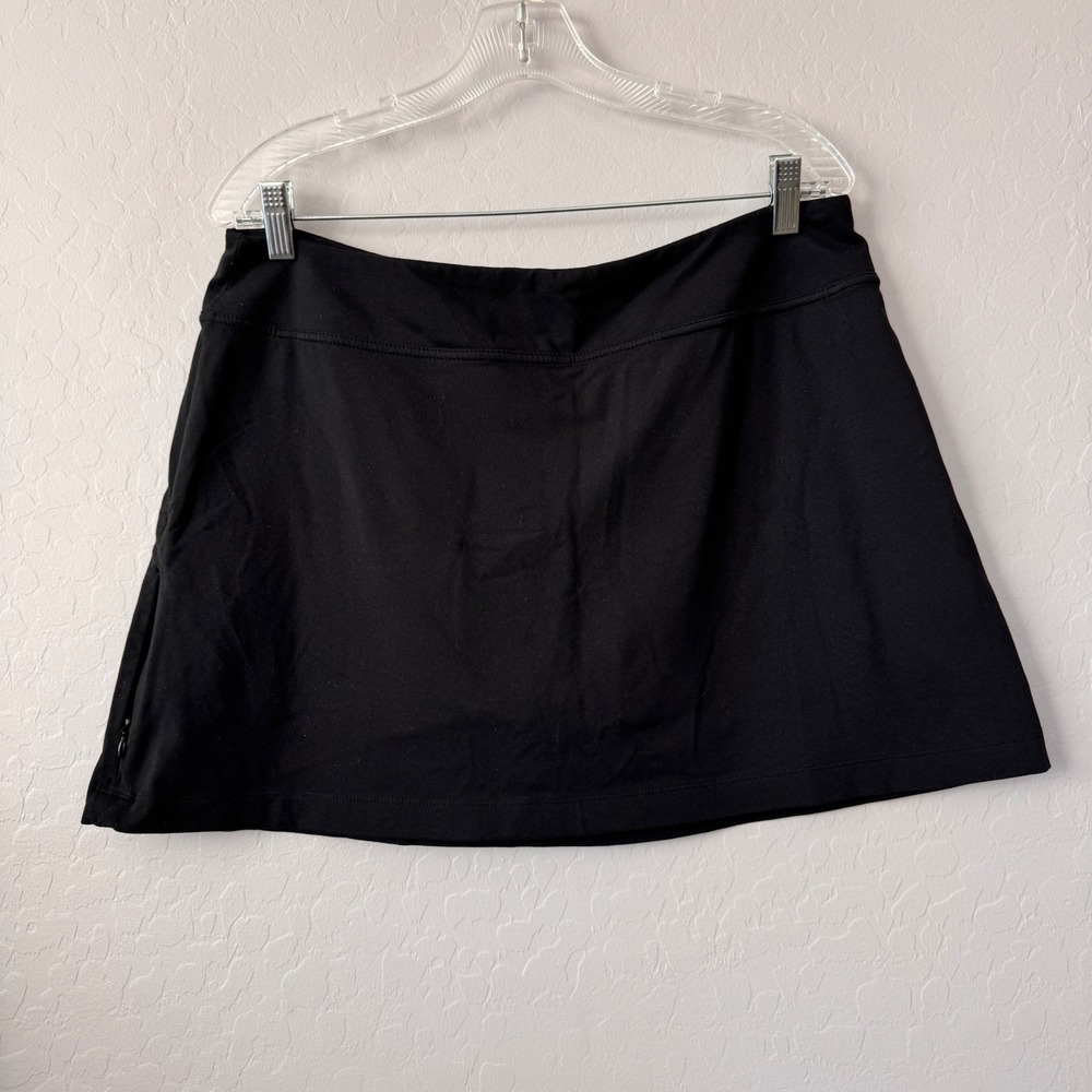 Athleta Large Skort Black Sleeveless Activewear Built-in Shorts Zipper Pocket